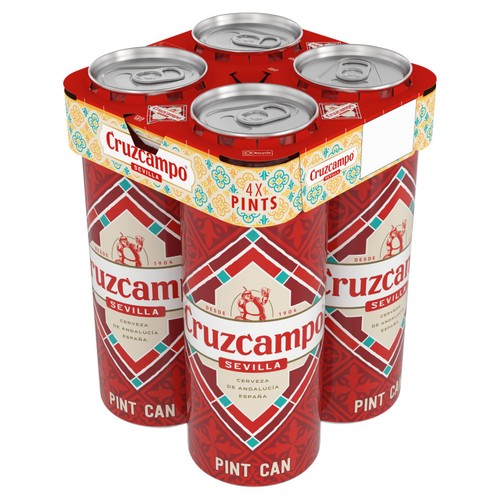 Cruzcampo Sevilla Lager Beer Cans 4 x 568 ml