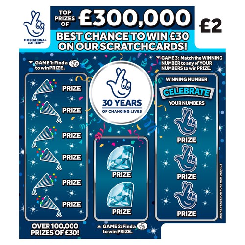 £300k 30th Birthday Game 1422 National Lottery Scratchcard