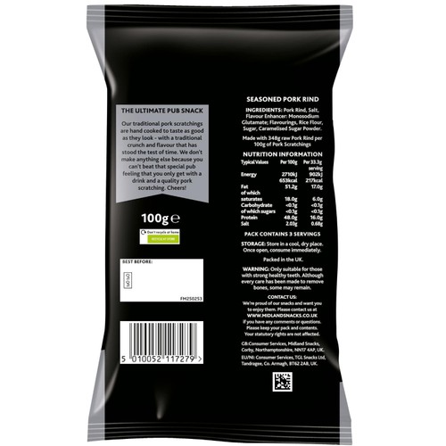 Midland Snacks Pork Scratchings 100g