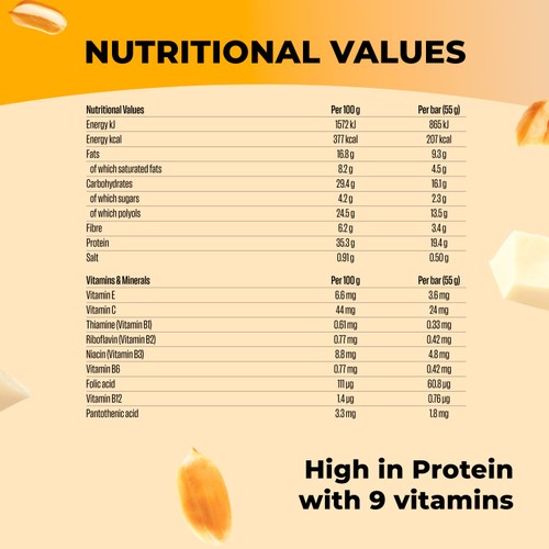 Fulfil White Chocolate Peanut & Caramel Flavour Vitamin & Protein Bar 55g