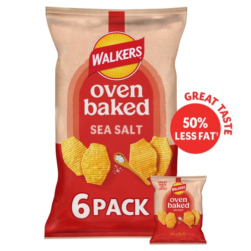Walkers Baked Snacks Sea Salt Multipack Crisps 6 x 22g