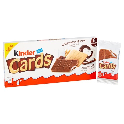 Kinder Cards Chocolate and Milk Wafer Biscuit Multipack