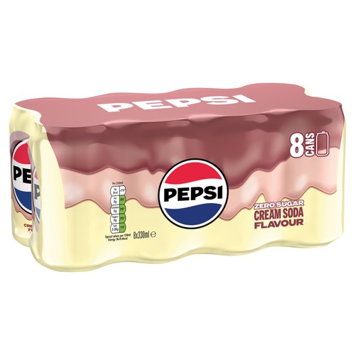 Pepsi Zero Sugar Cream Soda Flavour 8x330ml