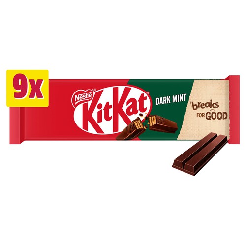 Kit Kat 2 Finger Dark Mint Chocolate Biscuit Bar Multipack 9 Pack