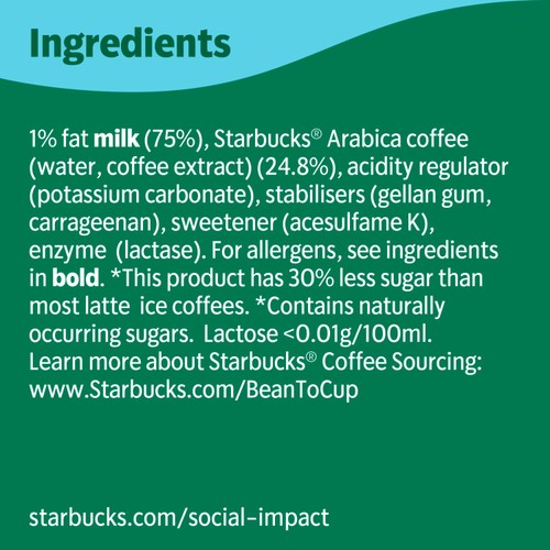 Starbucks Skinny Latte Lactose Free Iced Coffee 220ml