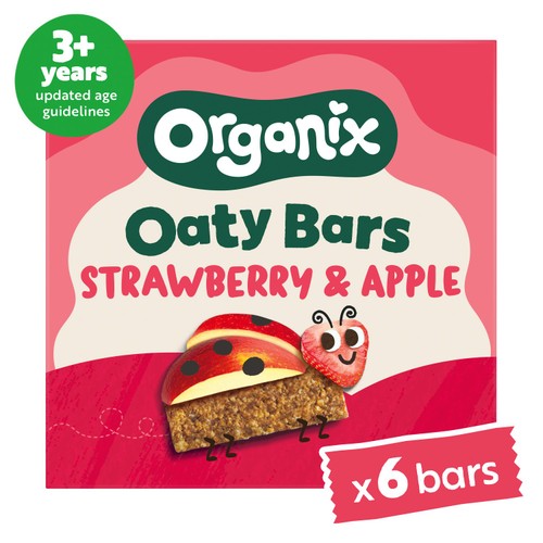 Organix Strawberry & Apple Oaty Organic Bars Toddler Snacks Multipack 6x23g