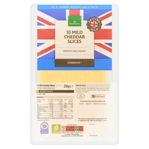 Morrisons 10 Mild Cheddar Slices 250g