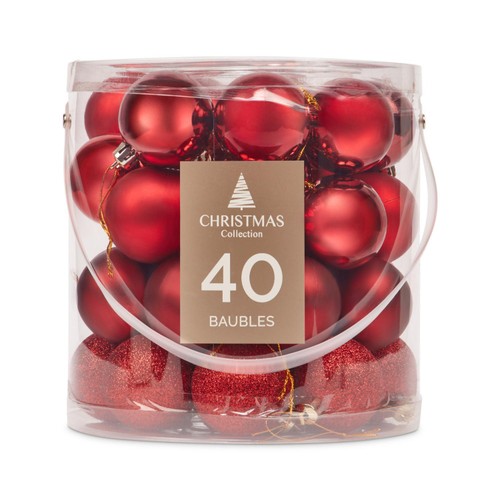 Morrisons Drum Baubles Red 40 Pack