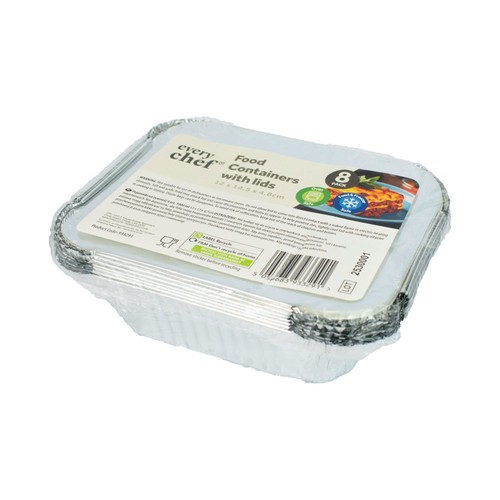 Medium Foil Food Containers With Lids 8 Pack
