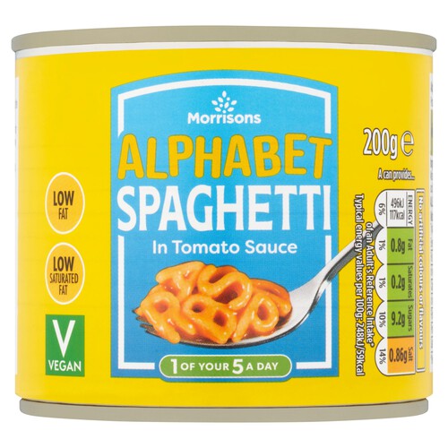 Morrisons Alphabet Pasta in Tomato Sauce