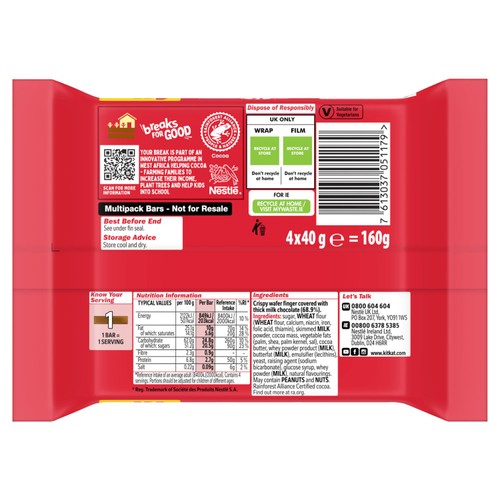 Kit Kat Chunky Milk Chocolate Bar Multipack 4 Pack