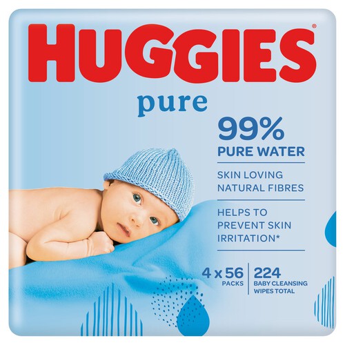 Huggies Pure Quad Baby Wipes Quad Pack