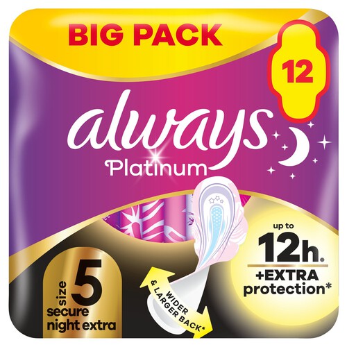 Always Platinum Sanitary Towels Secure Night Extra Size 5 