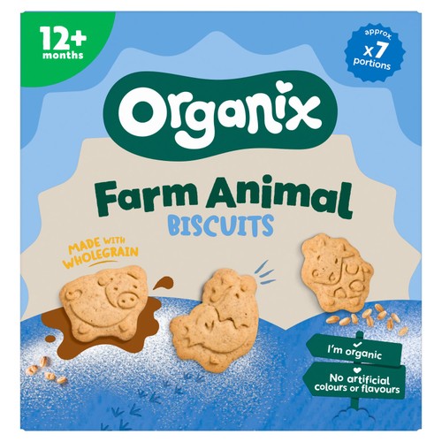 Organix Farm Animal Biscuits Organic Toddler Snacks 100g 12 months+