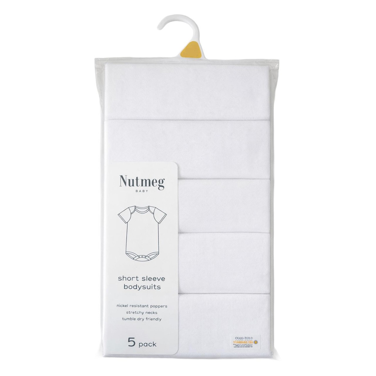 Nutmeg 2-3 Years White Short Sleeved Bodysuits