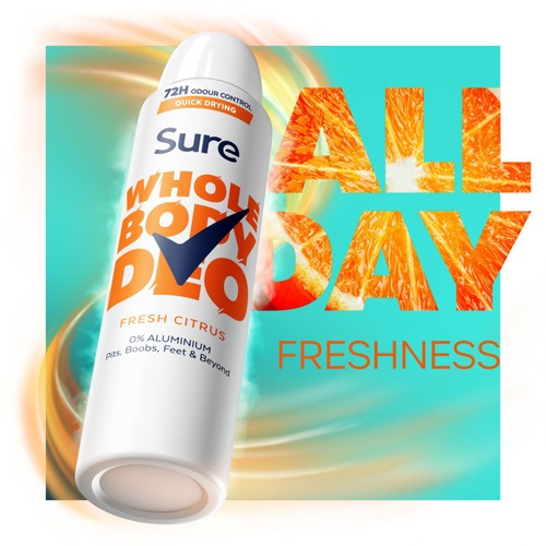 Sure Women Fresh Citrus Whole Body Deodorant Spray 72h Odour Control  150ml