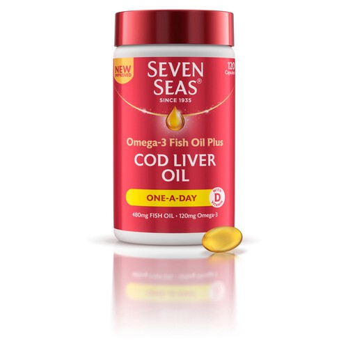 Seven Seas Cod Liver Oil One A Day Omega-3 Fish Oil & Vitamin D 120 Caps