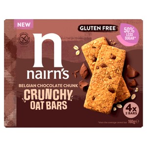 Nairns Gluten Free Belgian Choc Chunk Crunchy Oat Bars 160g
