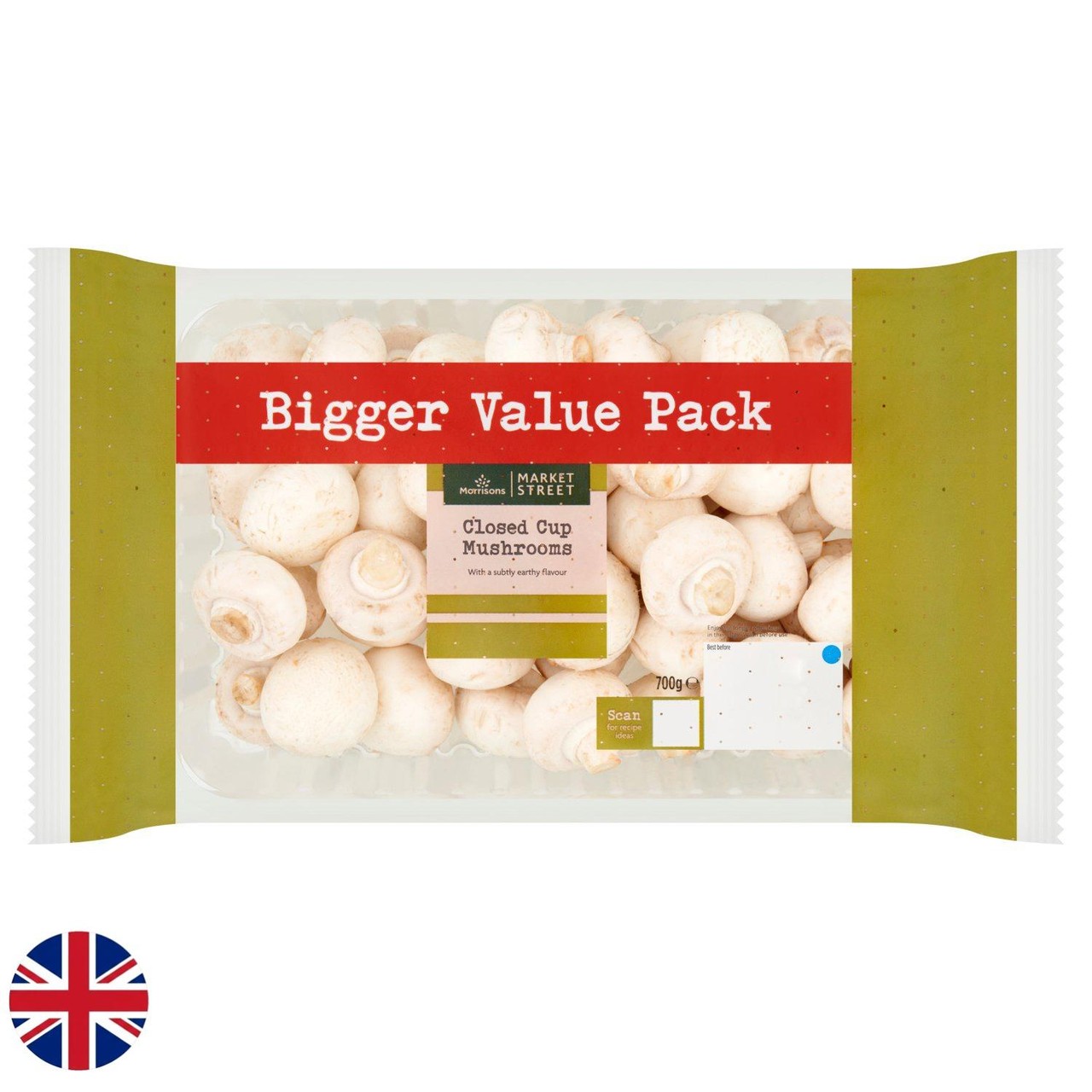 Morrisons British Closed Cup Mushrooms Family Pack 700g