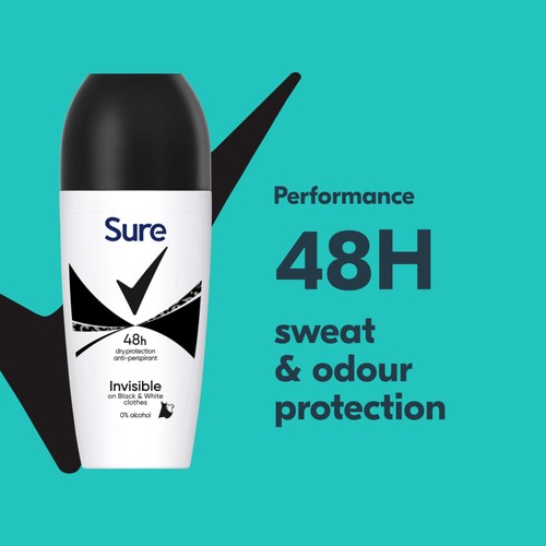 Sure Anti-Perspirant Roll On Invisible Black & White 50ml