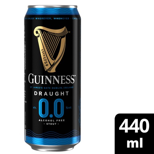 Guinness Draught Alcohol Free Stout Beer 0.0% vol Cans 10x440ml
