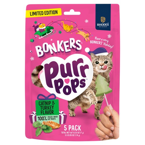 Bonkers Limited Edition Purrpops Lovey Licks Flavor Cat Treats    5 pack