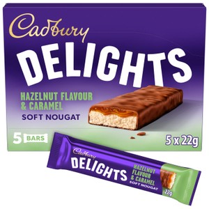 Cadbury Delights Chocolate Hazelnut Flavour & Caramel 5 Pack Multipack