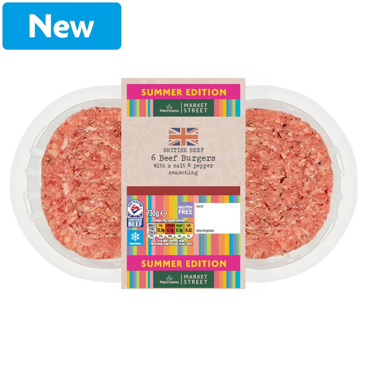 Morrisons 6 British Beef Burgers 730g
