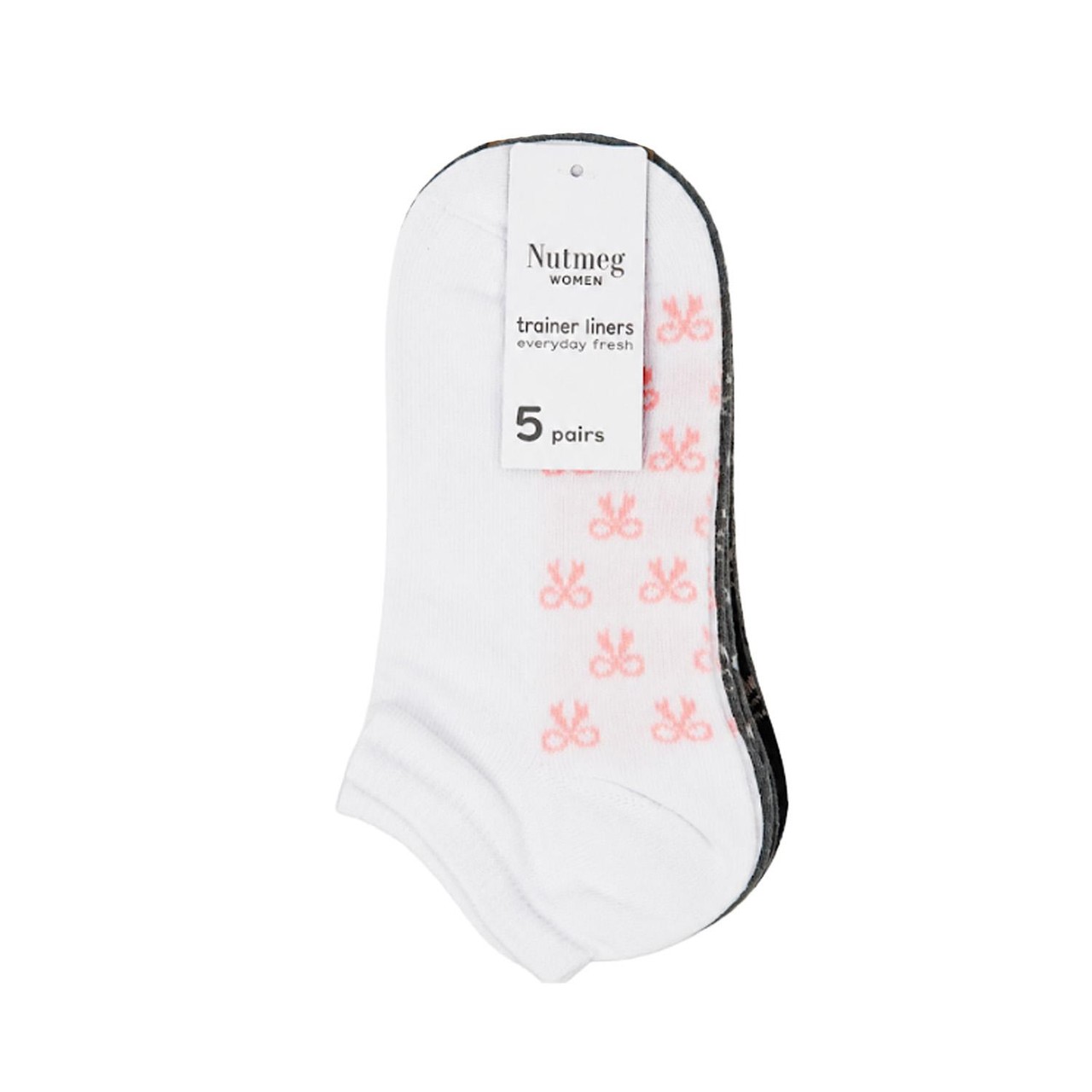Nutmeg Ladies Size 3-8 5 Pack Bow Socks