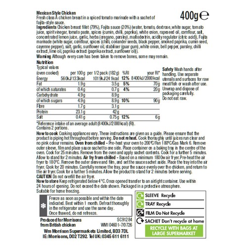 Morrisons Ready To Cook Mexican Style Chicken 400g