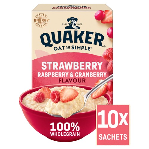 Quaker Oat So Simple Strawberry, Raspberry & Cranberry Porridge Sachets