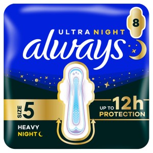 Always Ultra Secure Night Size 4 Sanitary Towels with Wings 8 Pack