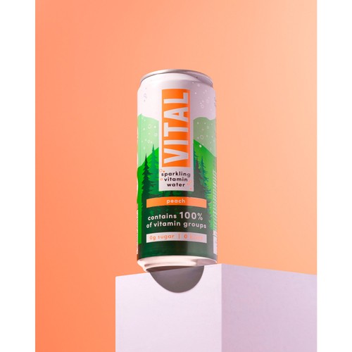 Vital Vitamin Water Sparkling Peach 4 x 330ml