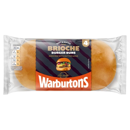 Warburtons Brioche Burger Buns 4 Pack