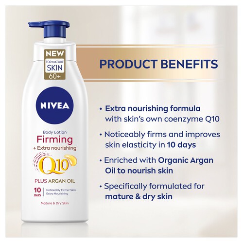 NIVEA Q10 Firming Body Lotion with Argan Oil for Mature 60+ Skin