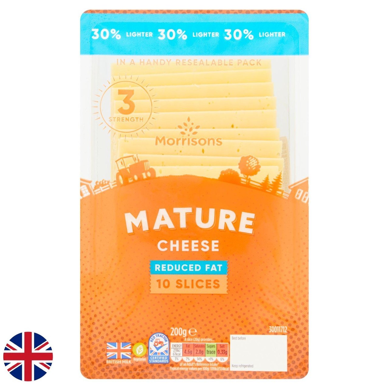 Morrisons British 30% Lighter Mature Cheese Slices 200g