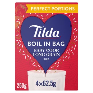Tilda Long Grain Rice Boil In Bag   4 x 62.5g