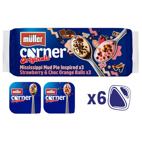 Muller Corner Mississippi Mud Pie Strawberry & Choc Orange Balls Yogurt 