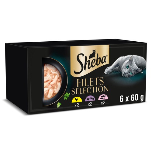 Sheba Filets Cat Food Tray With Chicken & Salmon In Gravy 6x60g