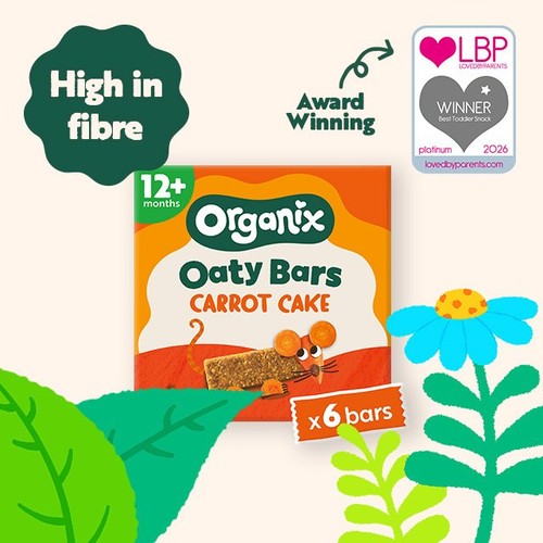 Organix Carrot Cake Oaty Bars Organic Toddler Snacks Multipack 6x23g