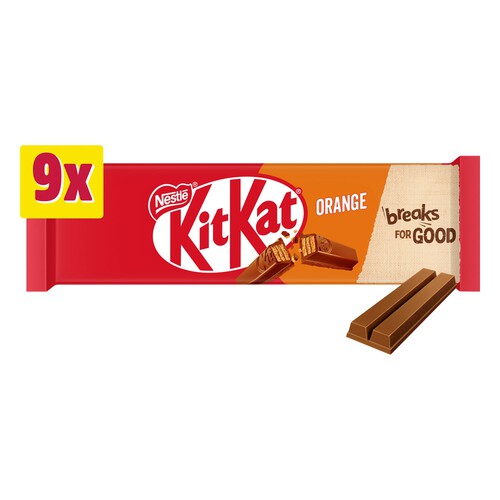 Kit Kat 2 Finger Orange Milk Chocolate Biscuit Bar Multipack 9 Pack