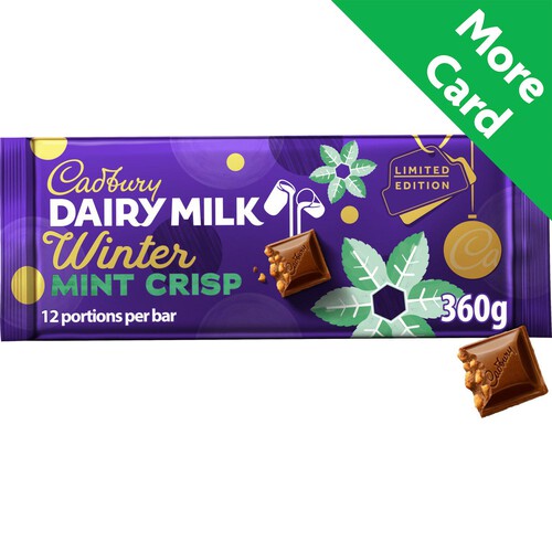 Cadbury Dairy Milk Winter Mint Crisp Chocolate Bar 