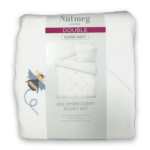 Nutmeg Home Soft Touch Bee Embroidery Duvet Set Double