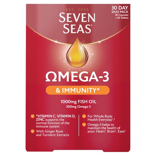 Seven Seas Omega-3 & Immunity with Vitamin C & Vitamin D 30 Day Duo Pack