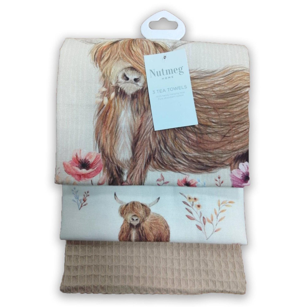 Nutmeg Home Highland Cow Tea Towel