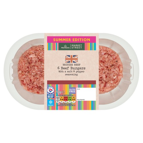 Morrisons British Beef Burgers 6 Pack 730g