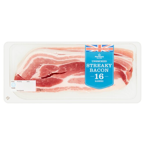 Morrisons Unsmoked Streaky Bacon 16 Rashers