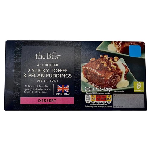 Morrisons The Best All Butter Sticky Toffee & Pecan Puddings 2 x 120g