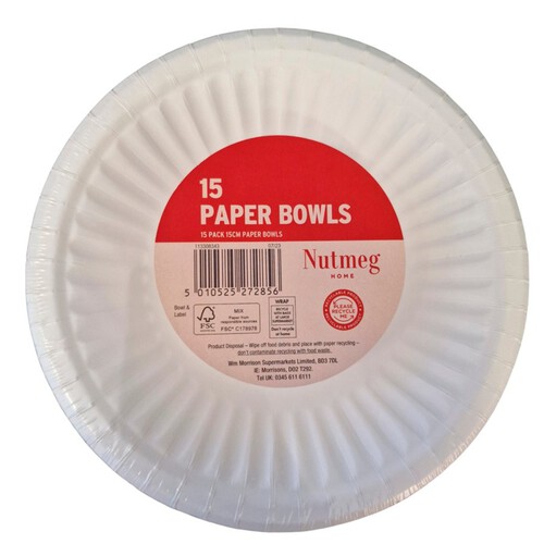 Morrisons Nutmeg White Paper Bowls