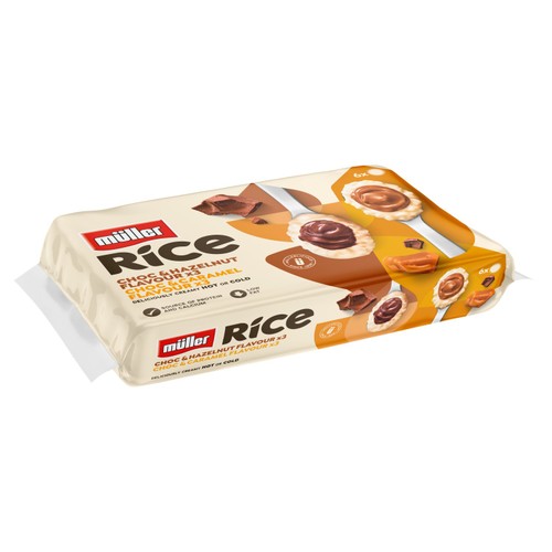 Muller Rice Chocolate Hazelnut and Caramel Pudding Desserts